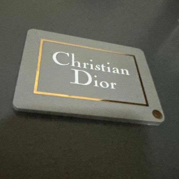 Vintage Christian Dior Slide Compact Mirror Gray Gold Logo Travel Cosmetic Mini - Picture 1 of 8